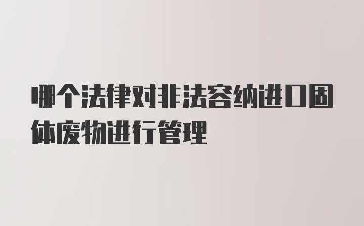 哪个法律对非法容纳进口固体废物进行管理