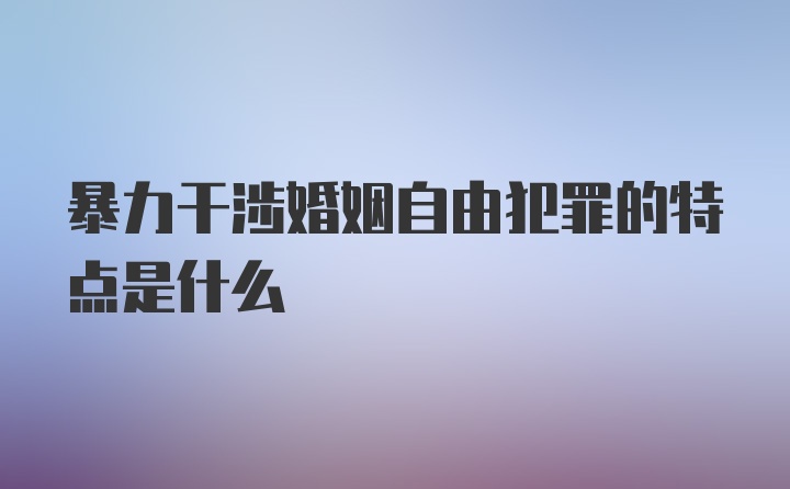 暴力干涉婚姻自由犯罪的特点是什么