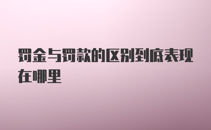 罚金与罚款的区别到底表现在哪里