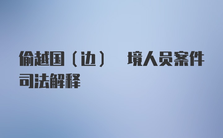 偷越国(边) 境人员案件司法解释