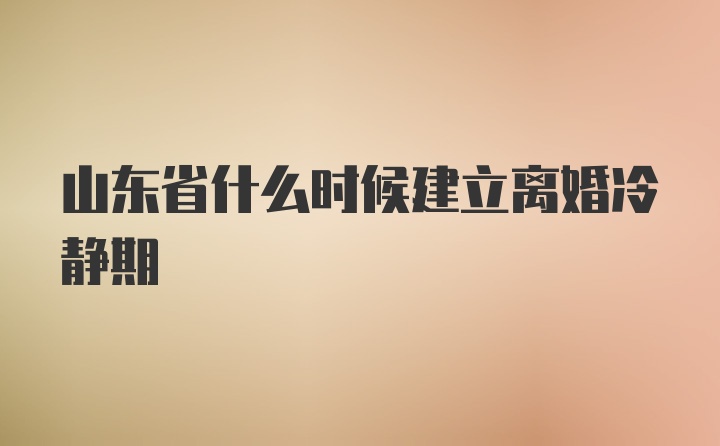 山东省什么时候建立离婚冷静期