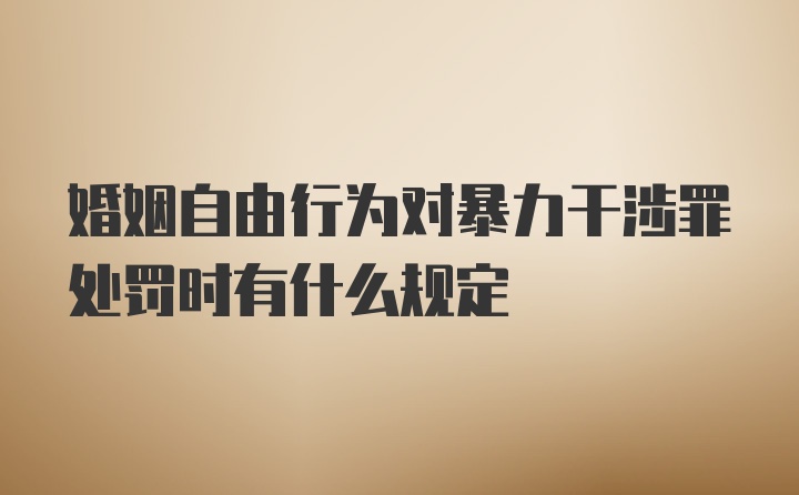 婚姻自由行为对暴力干涉罪处罚时有什么规定