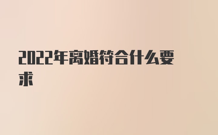 2022年离婚符合什么要求