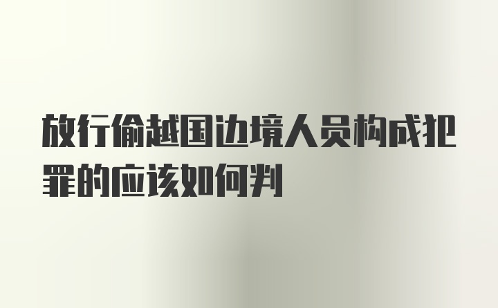 放行偷越国边境人员构成犯罪的应该如何判