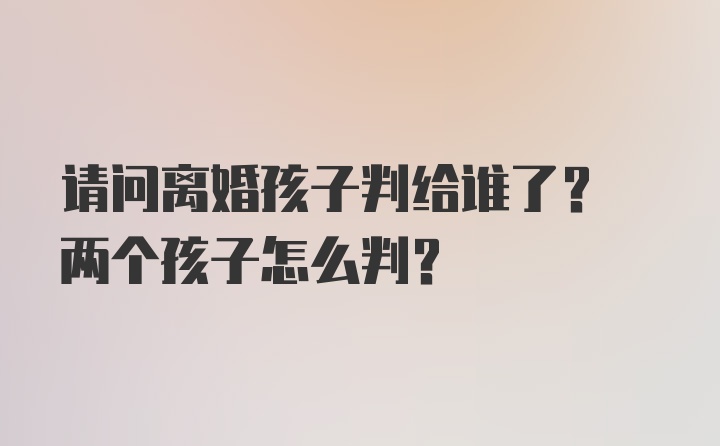 请问离婚孩子判给谁了? 两个孩子怎么判？