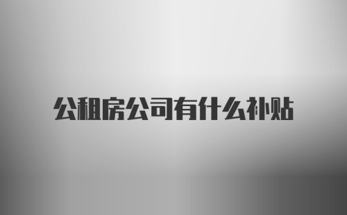 公租房公司有什么补贴