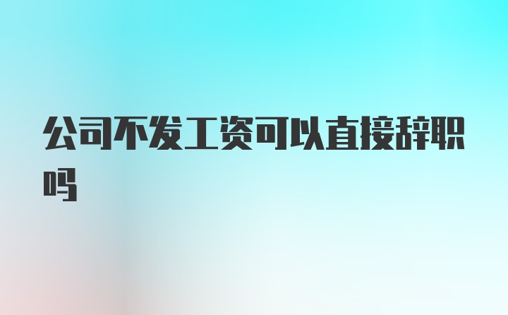 公司不发工资可以直接辞职吗