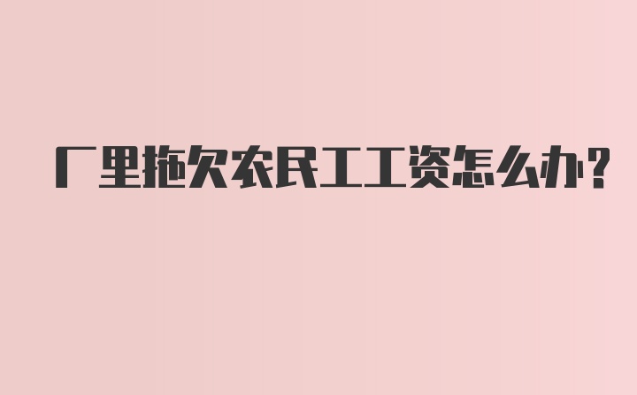 厂里拖欠农民工工资怎么办?