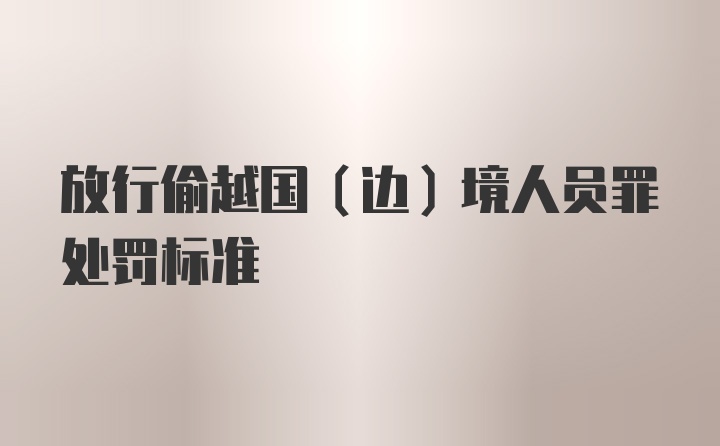 放行偷越国(边)境人员罪处罚标准