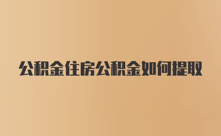 公积金住房公积金如何提取