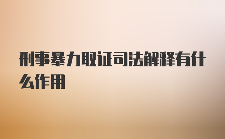 刑事暴力取证司法解释有什么作用