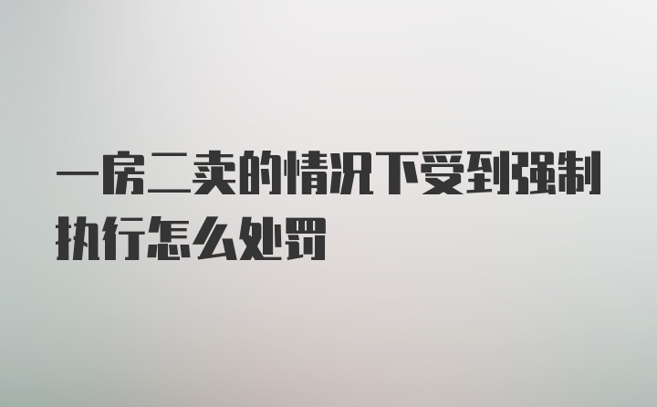 一房二卖的情况下受到强制执行怎么处罚