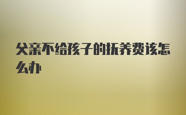 父亲不给孩子的抚养费该怎么办