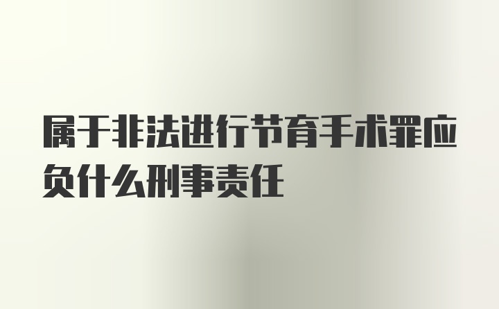 属于非法进行节育手术罪应负什么刑事责任