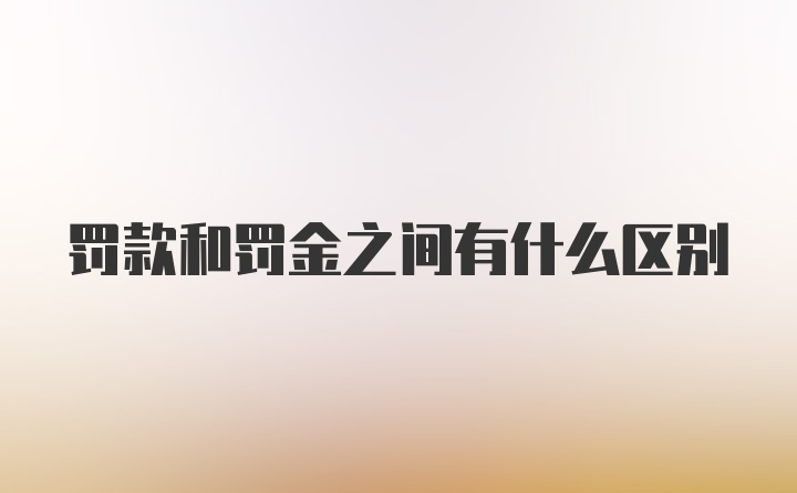 罚款和罚金之间有什么区别