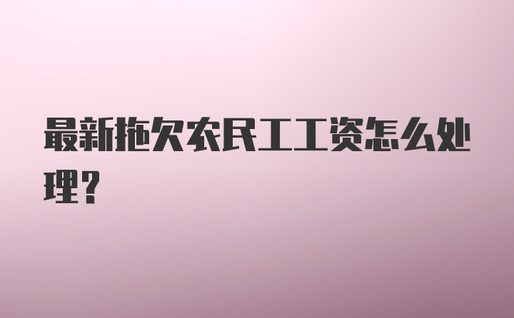 最新拖欠农民工工资怎么处理？