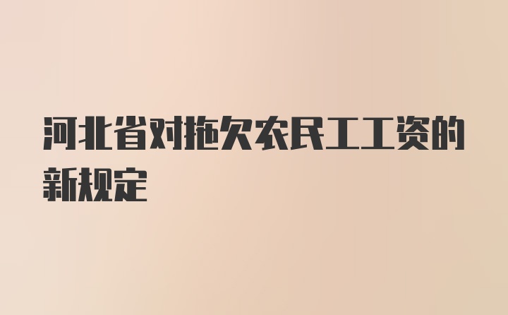 河北省对拖欠农民工工资的新规定