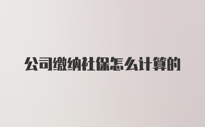 公司缴纳社保怎么计算的