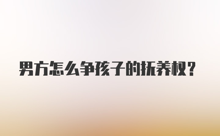 男方怎么争孩子的抚养权？