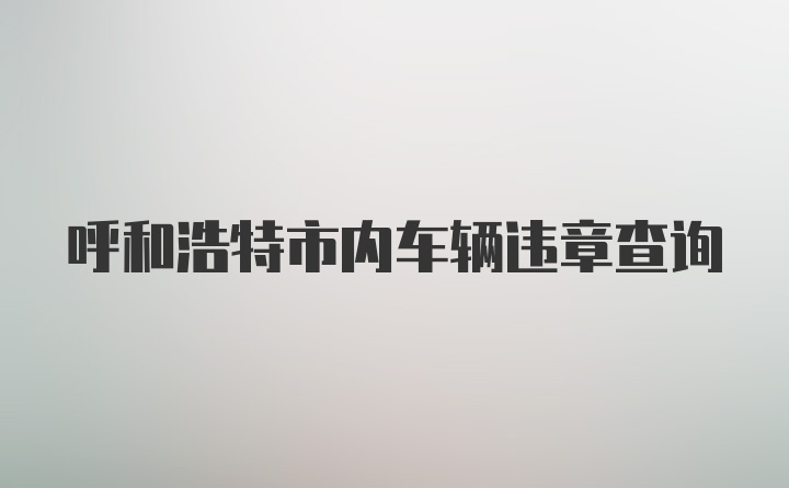 呼和浩特市内车辆违章查询