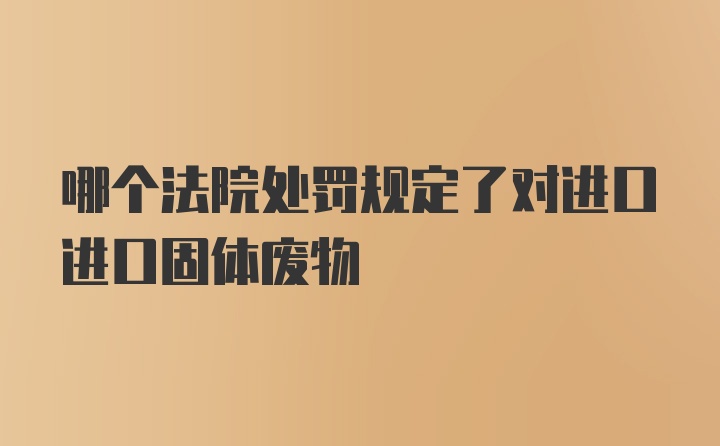 哪个法院处罚规定了对进口进口固体废物