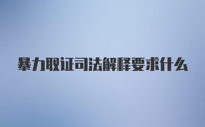 暴力取证司法解释要求什么