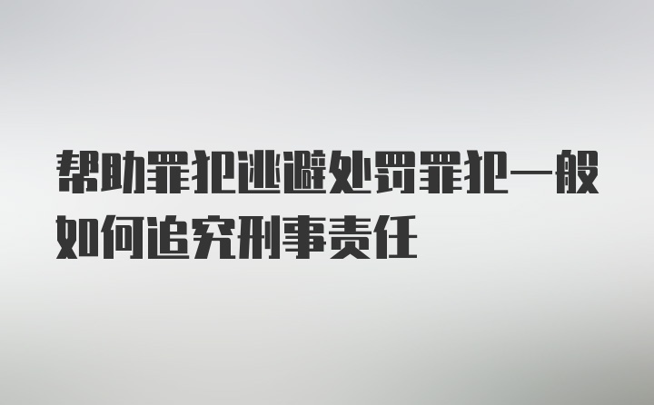 帮助罪犯逃避处罚罪犯一般如何追究刑事责任