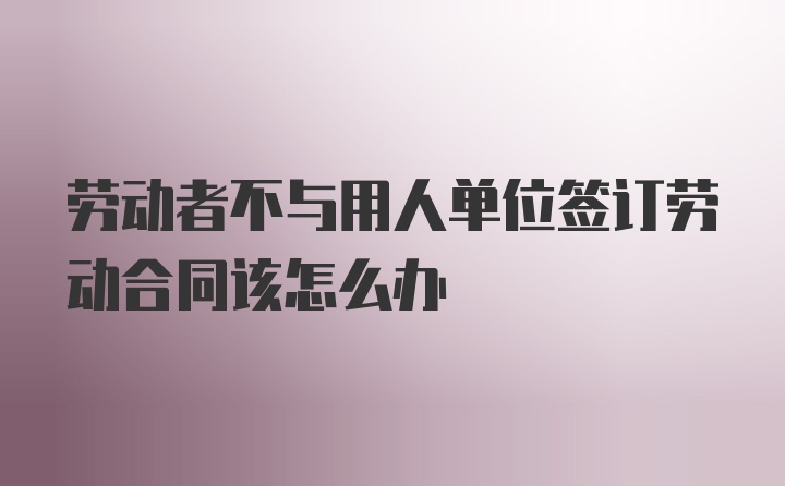 劳动者不与用人单位签订劳动合同该怎么办