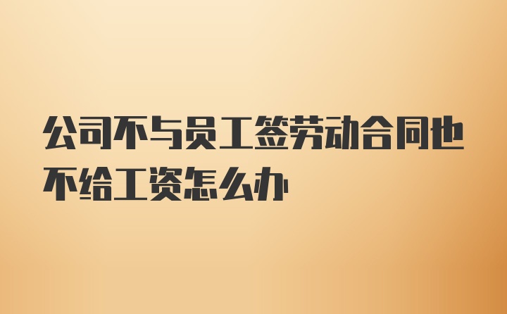 公司不与员工签劳动合同也不给工资怎么办