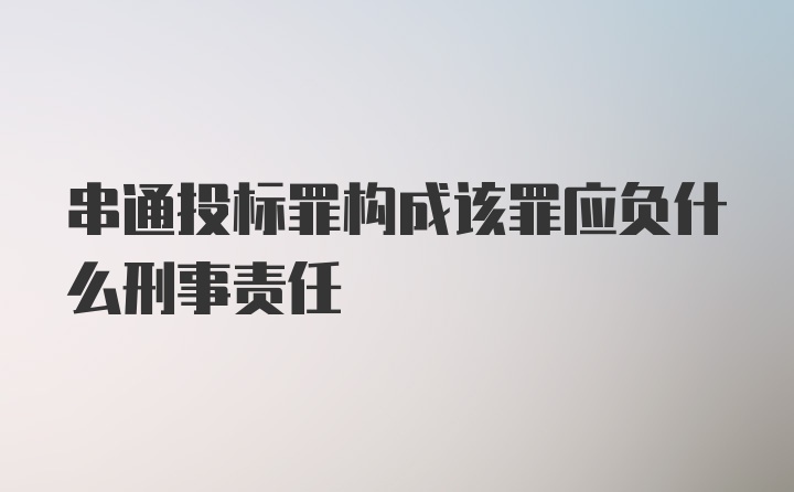 串通投标罪构成该罪应负什么刑事责任