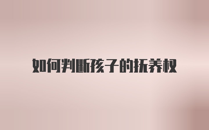 如何判断孩子的抚养权