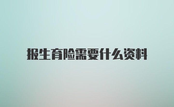 报生育险需要什么资料