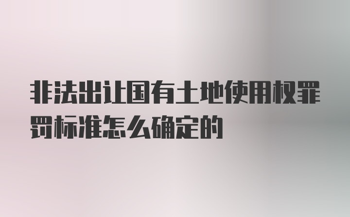 非法出让国有土地使用权罪罚标准怎么确定的