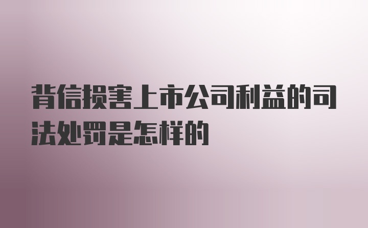 背信损害上市公司利益的司法处罚是怎样的