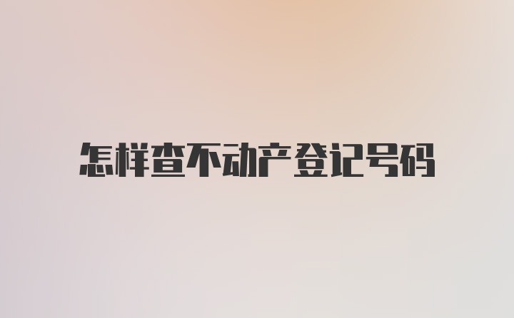 怎样查不动产登记号码