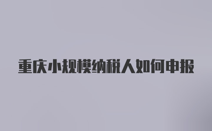 重庆小规模纳税人如何申报