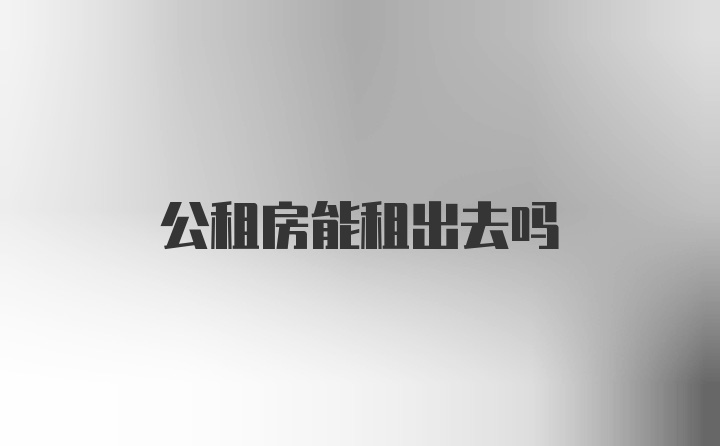 公租房能租出去吗