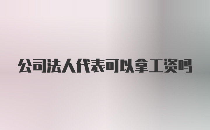 公司法人代表可以拿工资吗