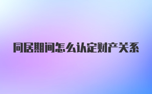 同居期间怎么认定财产关系