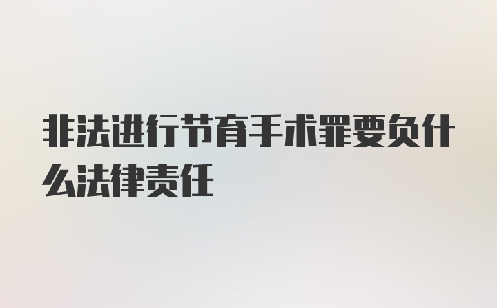 非法进行节育手术罪要负什么法律责任