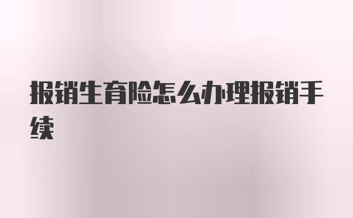 报销生育险怎么办理报销手续