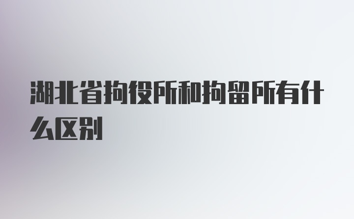 湖北省拘役所和拘留所有什么区别