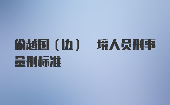 偷越国(边) 境人员刑事量刑标准