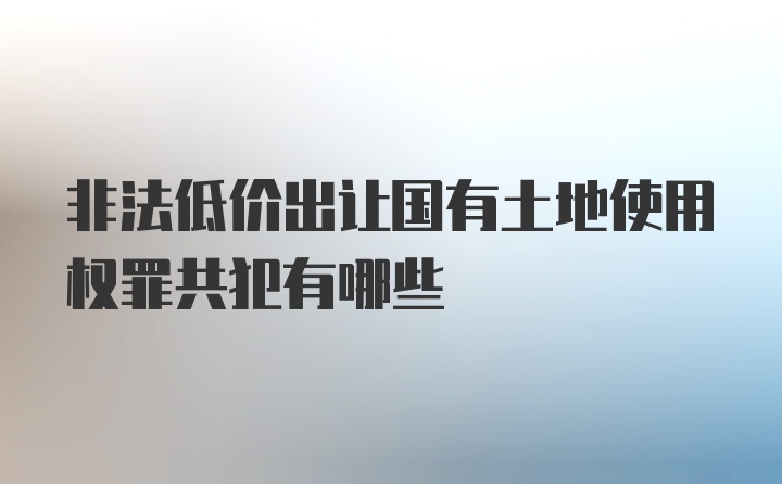 非法低价出让国有土地使用权罪共犯有哪些