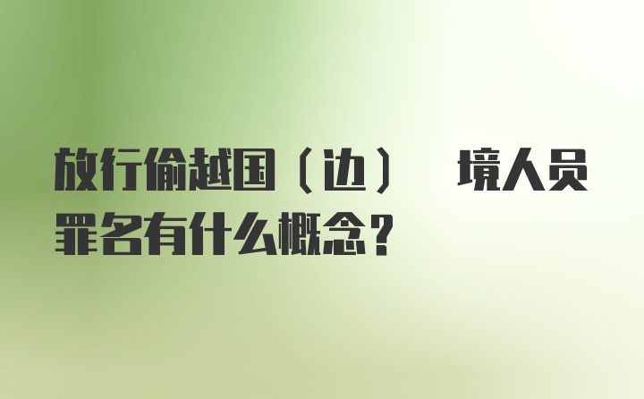 放行偷越国(边) 境人员罪名有什么概念？