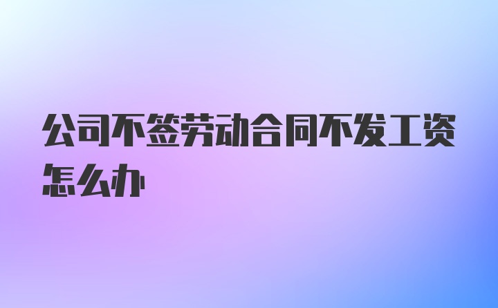 公司不签劳动合同不发工资怎么办