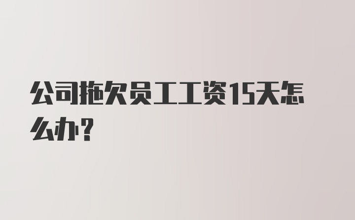 公司拖欠员工工资15天怎么办？