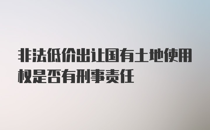 非法低价出让国有土地使用权是否有刑事责任