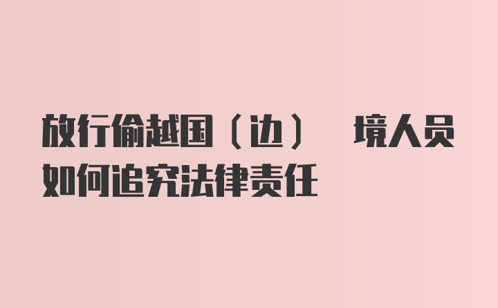 放行偷越国(边) 境人员如何追究法律责任