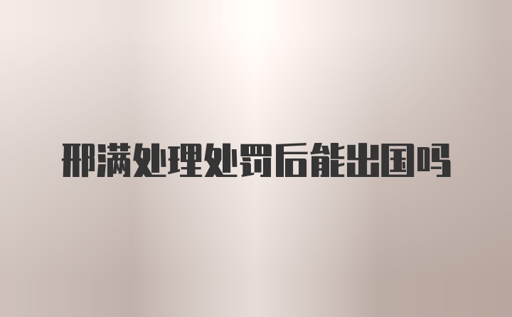 邢满处理处罚后能出国吗